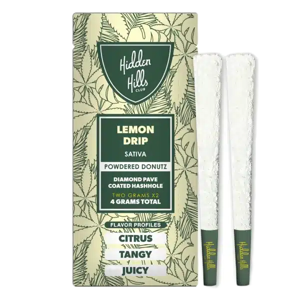 Hidden Hills Powdered Donutz Diamond Pave Coated Hashholes / Lemon Drop- Sativa